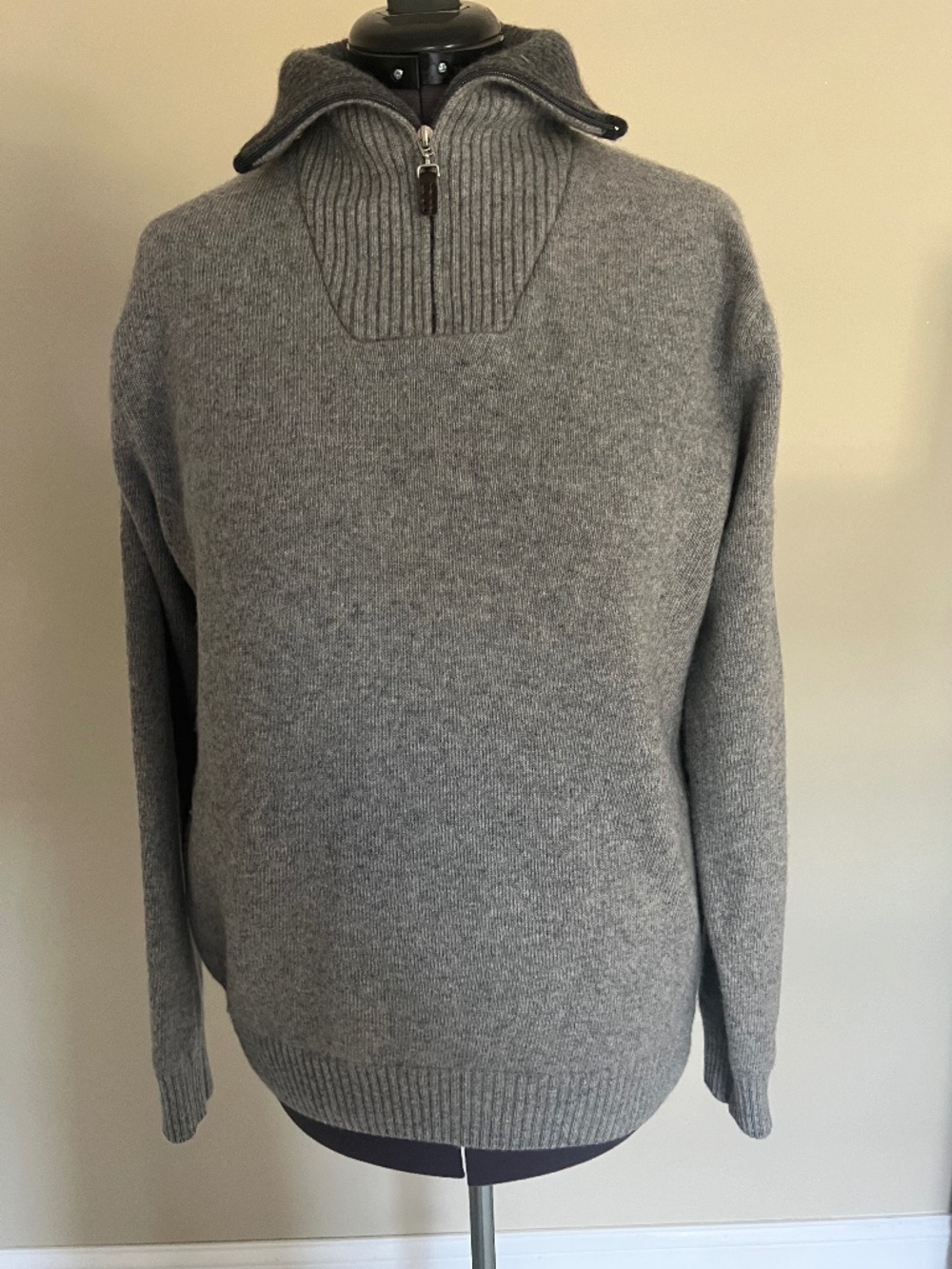 Daniele Blasi Men's Gray Wool Blend 1/4 Zip Pullover Made In Italy